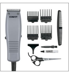 Conair HC90AC - Tondeuse à Cheveux Kit de 10 Pièces avec Lames en Acier Inoxydable Auto-Affûtantes Longue Durée Gris