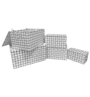 Jessar - Ensemble de 5 Paniers de Rangement en Tissu avec Couvercles Rabattables, Blanc