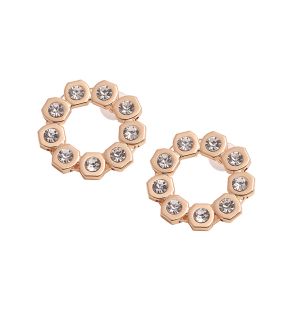 SOHI Boucles d'oreilles à tige en cristal doré pour femme