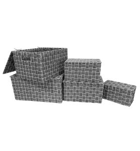 Jessar - Ensemble de 5 Paniers de Rangement en Tissu avec Couvercles Rabattables, Gris