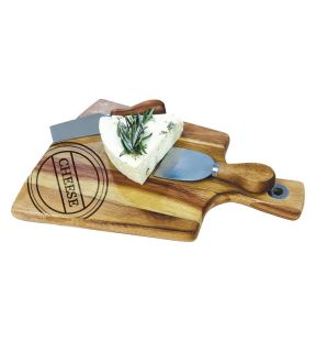 JS Gourmet - Ensemble de Planche de Service en Bois D'acacia avec 2 Outils à Fromage