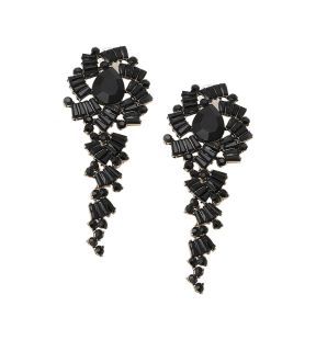 SOHI Boucles d'oreilles pendantes en cristal noir femme