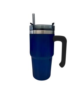 JS Gourmet - Tasse de Voyage Isolée à Double Paroi en Acier Inoxydable, Capacité de 600ml, Bleu