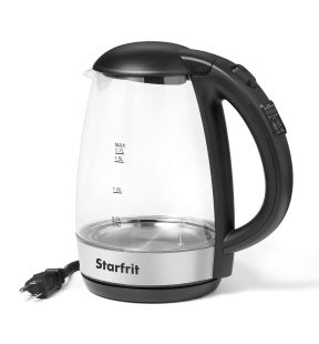 Starfrit - Bouilloire Électrique en Verre, Capacité de 1.7 Litre, 1500 Watts, Acier Inoxydable