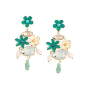 SOHIBoucles d'oreilles pendantes à fleurs vertes femme