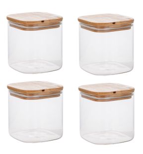 Jessar - Ensemble de 4 Contenants de Rangement en Verre Borosilicaté, Capacité de 550 ml