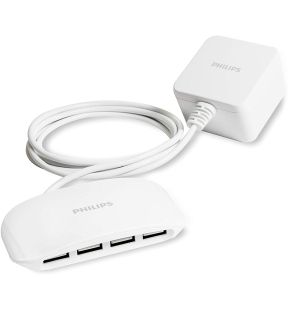 Philips - Station de Chargement avec 4 Ports USB 4.8A, Blanc