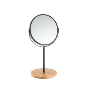 Jessar - Miroir Double Face avec Pied en bambou, Grossissement 1x et 2x, Noir