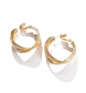 SOHI Boucles d'oreilles créoles dorées pour femme