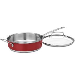 Casserole Chef’s Classic - Cuisinart avec poignée auxiliaire et couvercle : 3 quarts, acier inoxydable, rouge métallisé | CS330-24 HMR