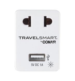 Travel Smart - Adaptateur de Voyage Avec Port USB, Blanc