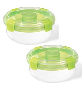 LocknLock - Ensemble de 2 Contenants pour Salade EasyLunch, Capactié de 1.3 Litre, Vert