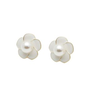 SOHIBoucles d'oreilles à tige en forme de fleur blanche pour femme