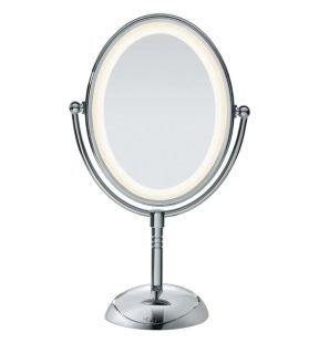 Conair TGBE51LEDC - Miroir Bilatéral sur Pied, Grossissement 7x et 1x, Éclairage Doux, Fini Chromé