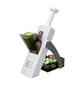 JS Gourmet - Mandoline Multi-Usage avec Lame en Acier Inoxydable, Pieds Antidérapants, Blanc