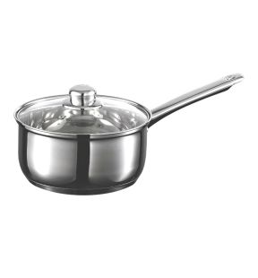 Starfrit - Casserole Everyday Basix avec Couvercle en Verre, Capacité de 1.6 Litre, Acier Inoxydable