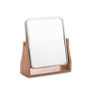 Jessar - Miroir Double Face avec Pied en bambou, Grossissement 1x et 3x, Nickel