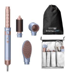 InfinitiPRO - Baguette de Coiffage/Brosse à Air Chaud avec Accessoires, 1200 Watts, Bleu