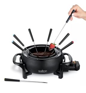 Salton Service à Fondue Électrique avec Bol Anti-Adhésif de 2.8 Litres 1000W Noir