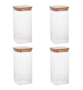 Jessar - Ensemble de 4 Contenants de Rangement en Verre Borosilicaté, Capacité de 1300 ml