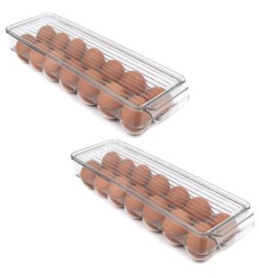 Jessar - Ensemble de 2 Organisateurs de Rangement pour Oeufs, Capacité de 12, 37 X 11 X 7.5cm