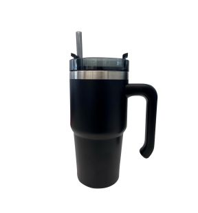 JS Gourmet - Tasse de Voyage Isolée à Double Paroi en Acier Inoxydable, Capacité de 600ml, Noir