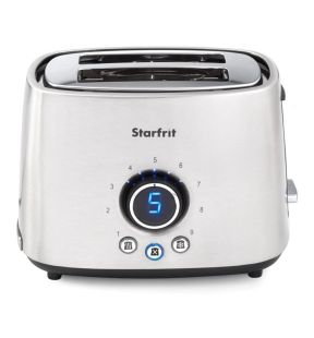 Starfrit - Grille-Pain à 2 Tranches Extra-Large, 9 Niveaux D'intensité, 800 Watts, Acier Inoxydable