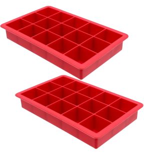 Starfrit - Ensemble de 2 Moules à Glaçon en Silicone Souple, Capacité de 15 Cubes, Rouge