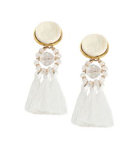 SOHIBoucles d'oreilles pendantes à pompon femme de coloris blanc