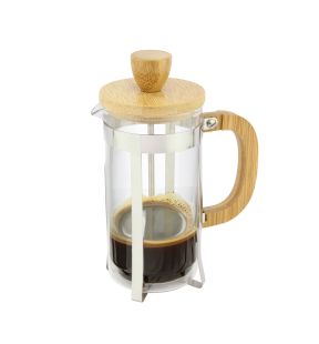 JS Gourmet - Cafetière à Piston en Verre avec Couvercle et Poignée en Bambou, Capacité de 800ml