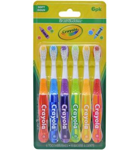 Lot de 6 brosses à dents pour enfants BrushBuddies - Crayola Toothbrush