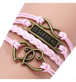 Bracelet Infinity avec cœur et inscription Best Friend [rose]