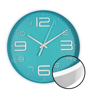 Hauz - Horloge Murale Ronde, Diamètre de 10", Précision Quartz, Bleu