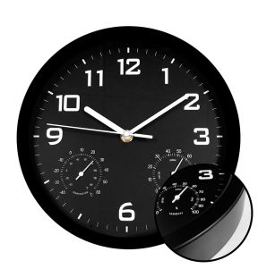 Hauz - Horloge Murale Ronde, Diamètre de 10", Précision Quartz, Noir