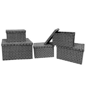 Jessar - Ensemble de 5 Paniers de Rangement en Tissu avec Couvercles, Gris