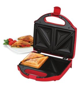 Salton Essentials - Gril à Sandwich Compact avec Suface de Cuisson Anti-Adhésive, Rouge