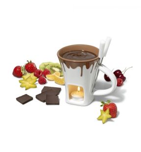 Gourmet - Ensemble à Fondue au Chocolat pour 2 Personnes, Capacité de 200mL, Blanc