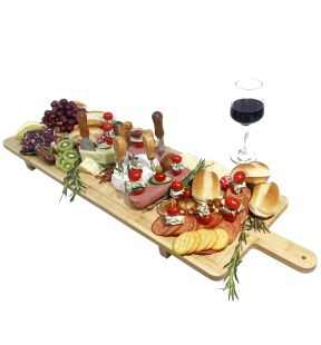 JS Gourmet - Grande Planche de Charcuterie sur Pied, Fabriqué en Bambou