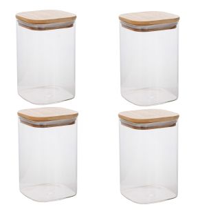 Jessar - Ensemble de 4 Contenants de Rangement en Verre Borosilicaté, Capacité de 950 ml