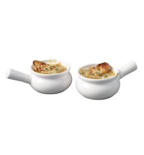 Gourmet - Ensemble de 2 Bols pour Soupe à l'oignon en Porcelaine, Capacité de 300ml, Vont au Four, Blanc