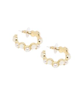 SOHIBoucles d'oreilles créoles Swirl femme de coloris blanc