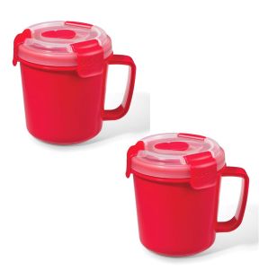 LocknLock - Ensemble de 2 Contenants à Soupe en Plastique EasyLunch, Capacité de 710mL, Rouge