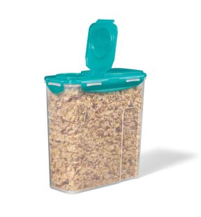 LocknLock - Contenant en Plastique pour Céréales, Pâtes ou Riz, Couvercle Rabattable, Capacité de 3.9L, Turquoise