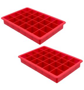 Starfrit - Ensemble de 2 Moules à Glaçon en Silicone Souple, Capacité de 24 Cubes, Rouge