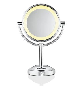 Conair TGBE4RC - Miroir Bilatéral sur Pied, Grossissement 5x et 1x, Éclairage Doux, Finition Chromé