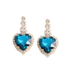 SOHI Boucles d'oreilles pendantes coeur bleu femme