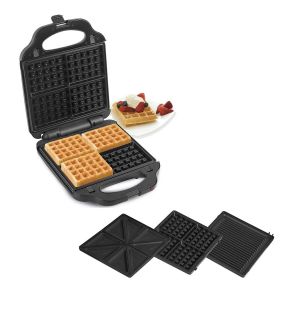 Salton SM2001 Grill XL 4 en 1 Presse-Panini Gril Sandwich et Gaufre avec Plaques Interchangeables Noir