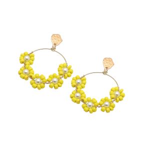 SOHI Boucles d'oreilles pendantes à fleurs jaunes pour femmes