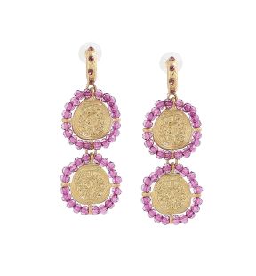 SOHIBoucles d'oreilles pendantes circulaires roses femme