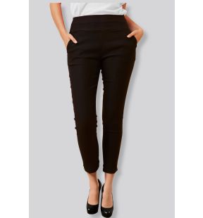 Sandy Pantalon Jambe Ajustée Extensible et Élégant Noir